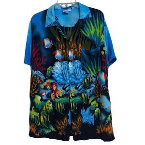 Island Expressions Button-up Shirt Men's Medium Multicolor You Betta Belize It